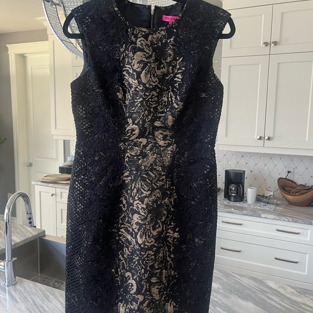 Betsey Johnson summer dinner dress cocktail wedding guest black size 6